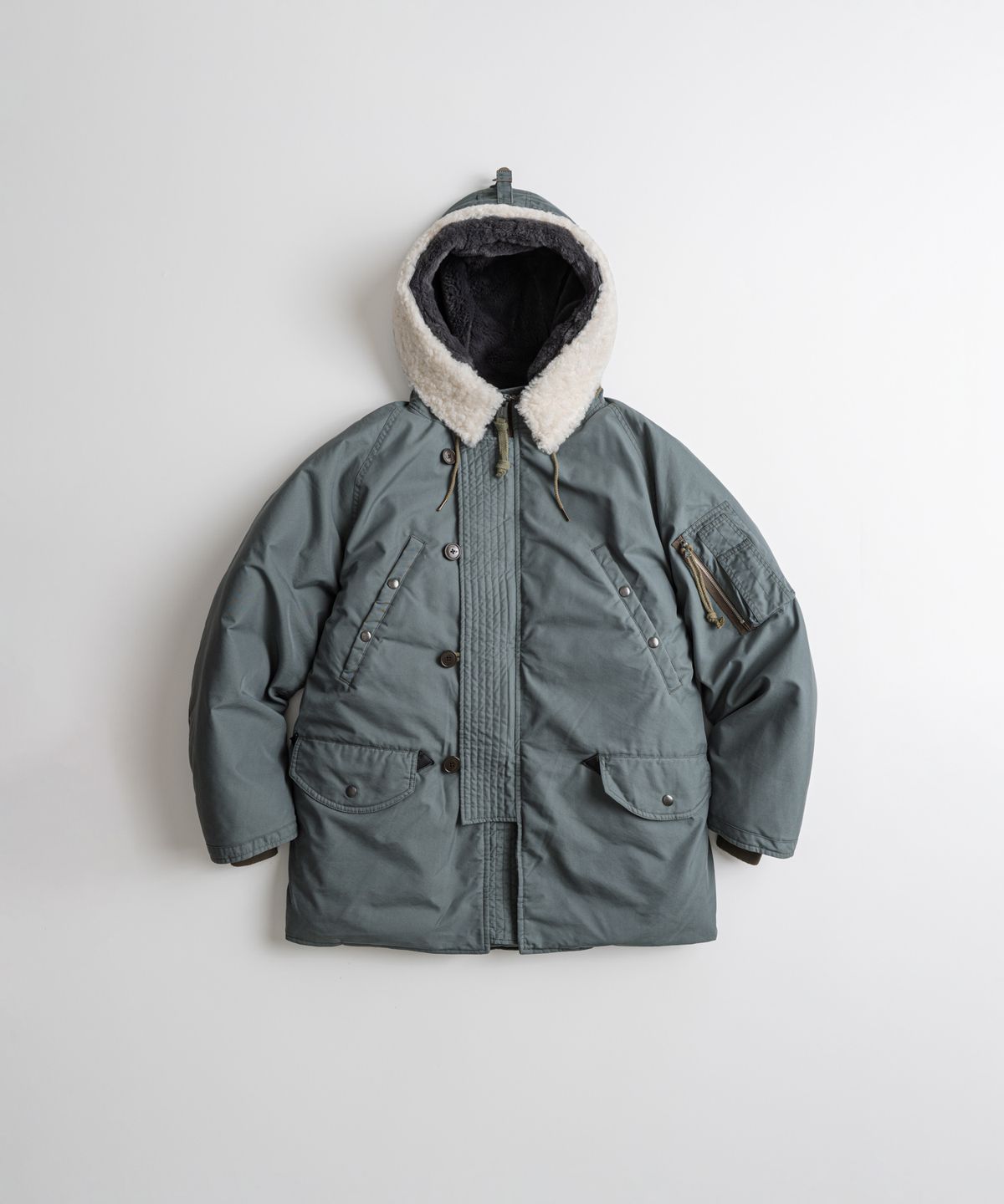 비헤비어(BEHEAVYER) N3B DUCK DOWN MIL PARKA sage blue