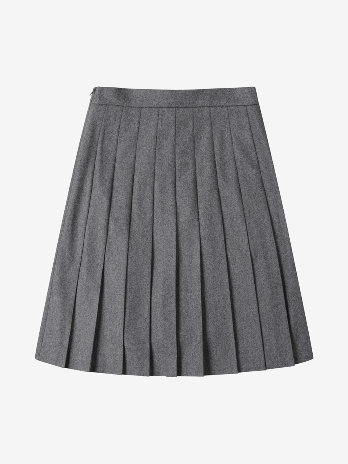 엘유브이엠(LUVM) WOOL PLEATS SLIT SKIRT_CHARCOAL GRAY