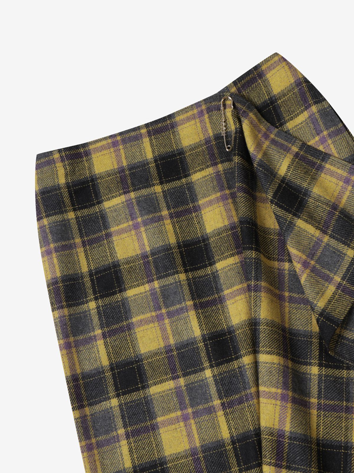 엘유브이엠(LUVM) CHECKED WRAP WOOL SKIRT_YELLOW