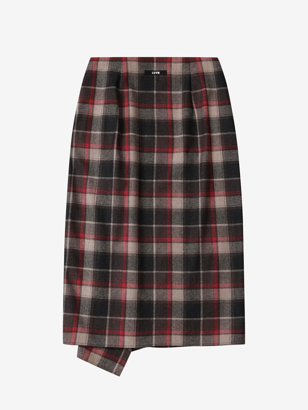 엘유브이엠(LUVM) CHECKED WRAP WOOL SKIRT_RED