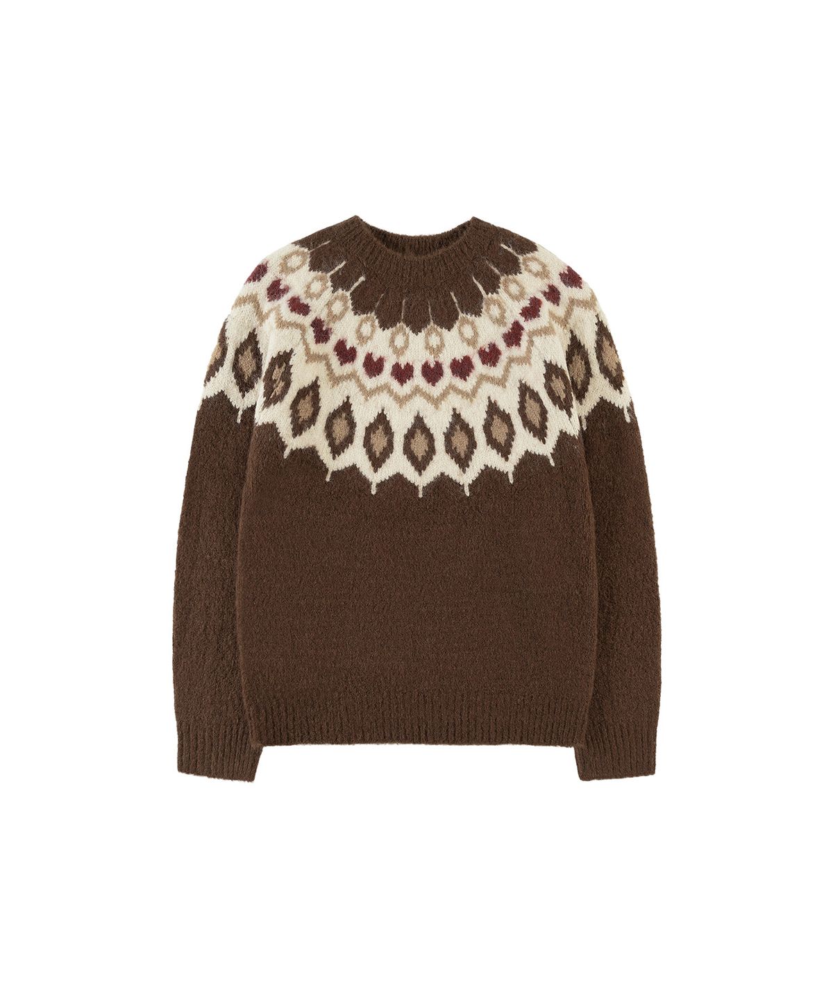반원 아틀리에(VANONE ATELIER) KN4277 래글런 자카드 니트_Brown