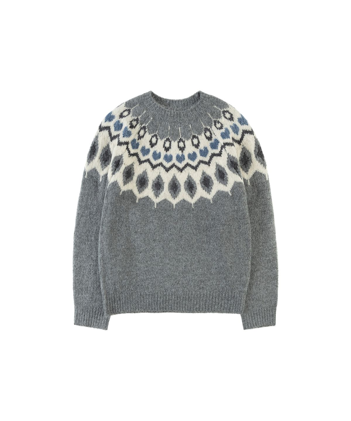 반원 아틀리에(VANONE ATELIER) KN4277 래글런 자카드 니트_Gray