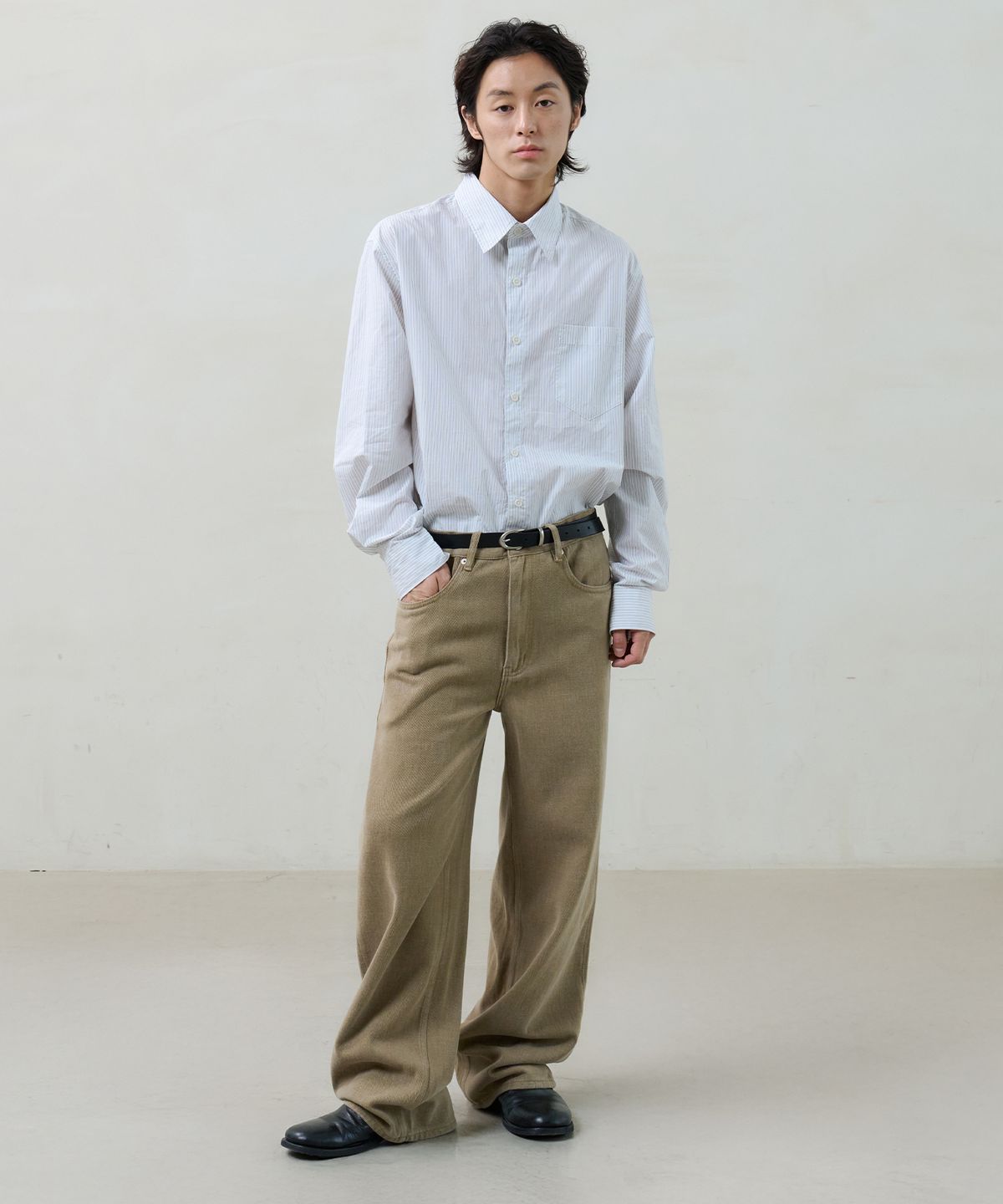노운(NOUN) straight cotton pants (beige)