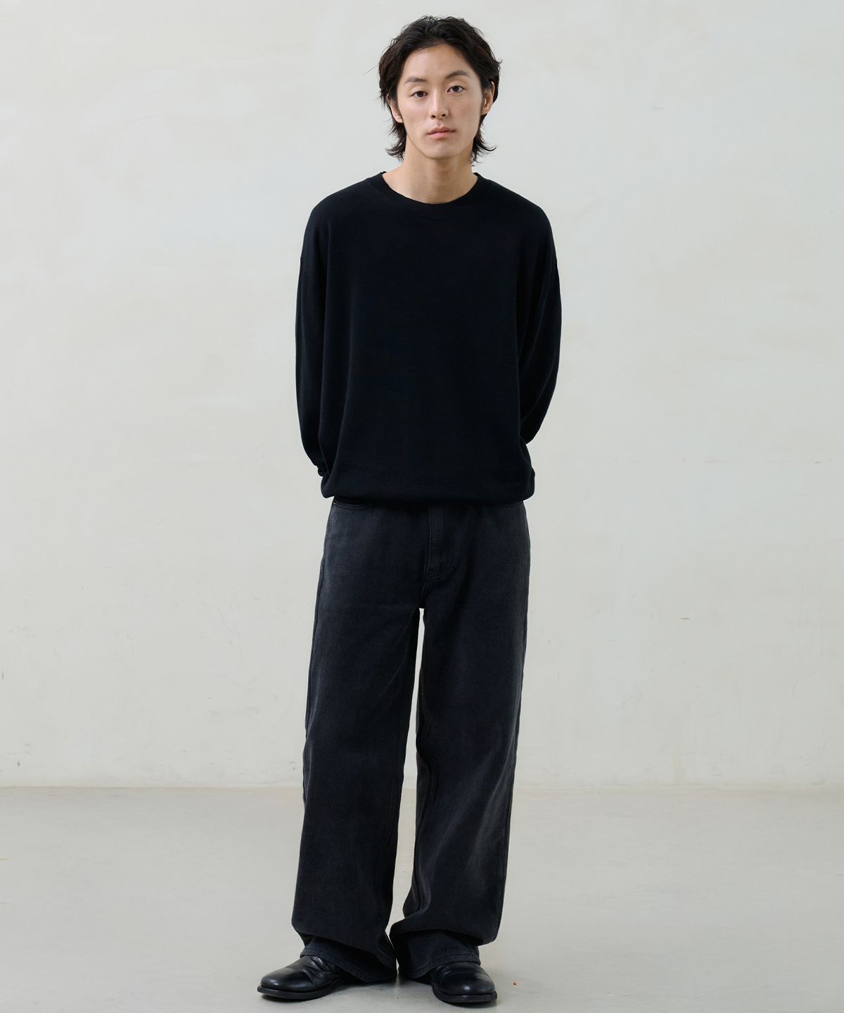 노운(NOUN) straight cotton pants (black)