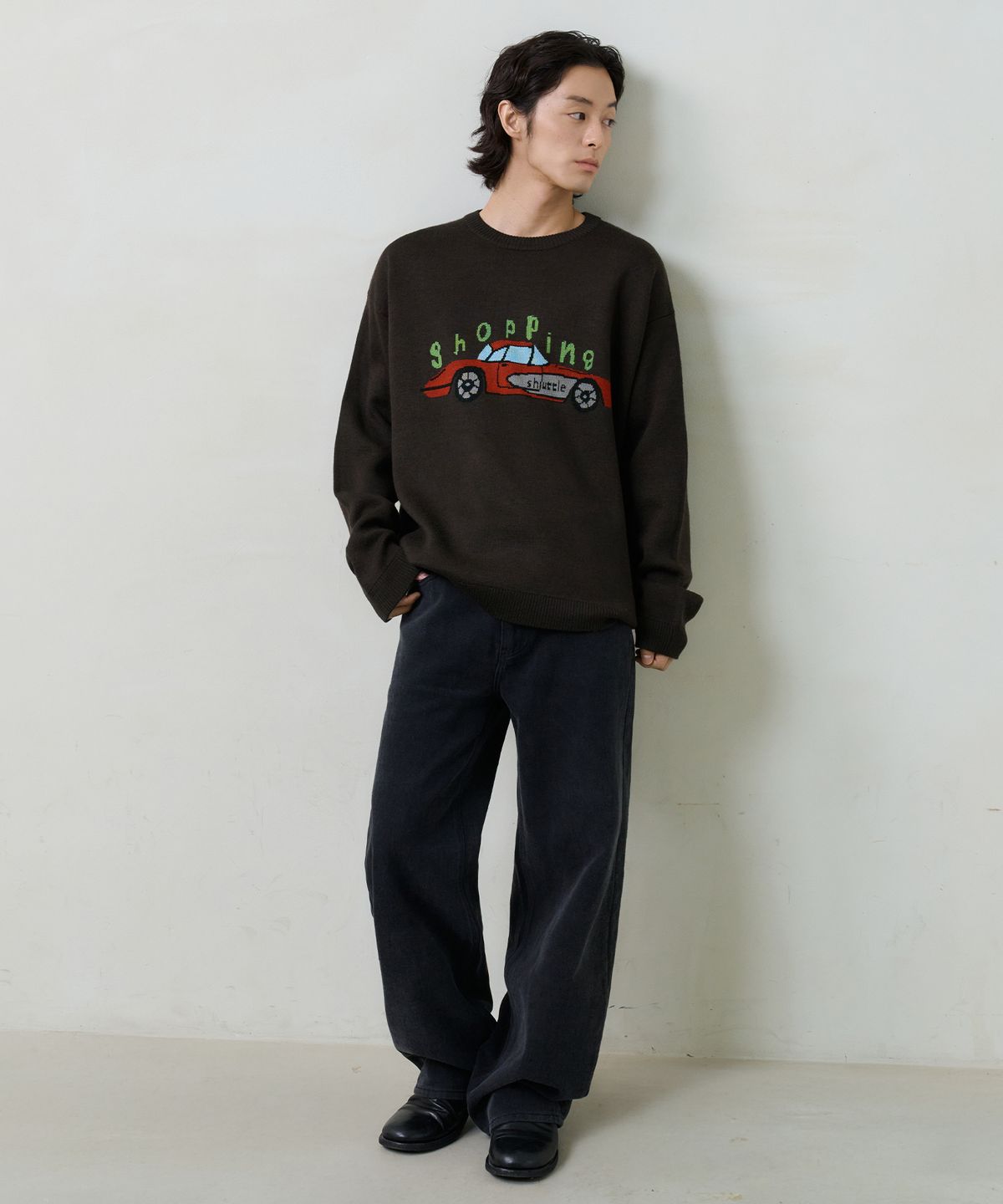 노운(NOUN) straight cotton pants (black)
