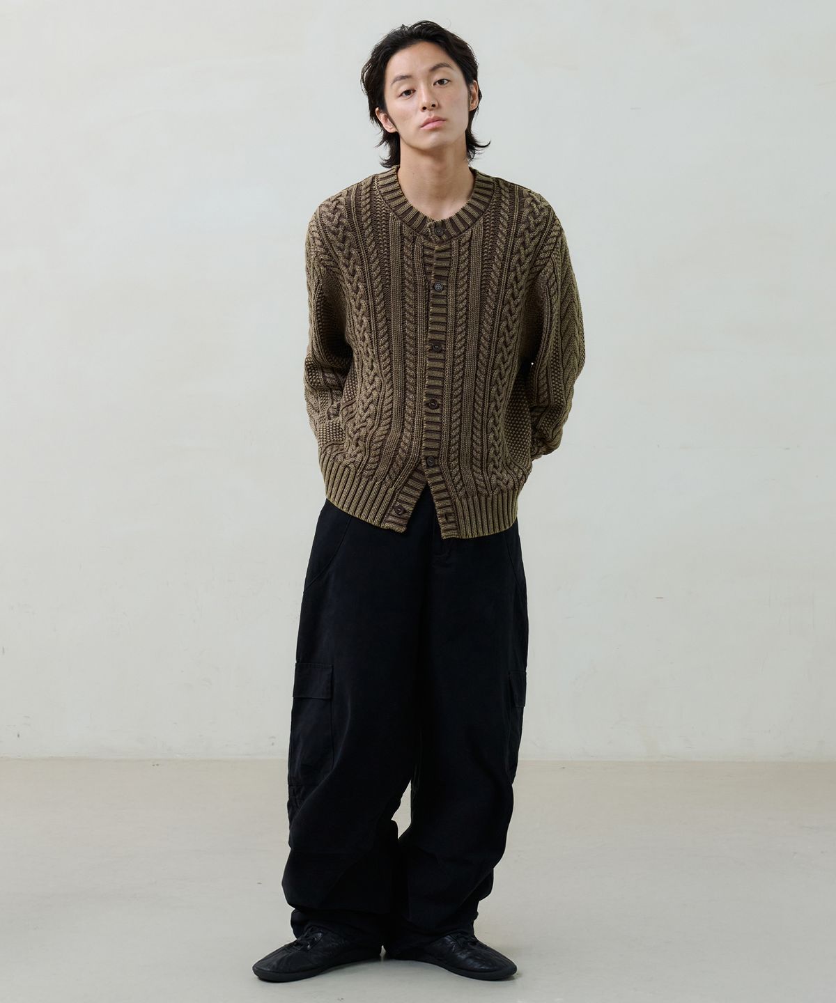 노운(NOUN) faded cable knit (brown)