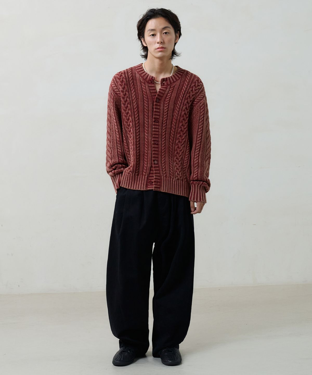 노운(NOUN) faded cable knit (red)