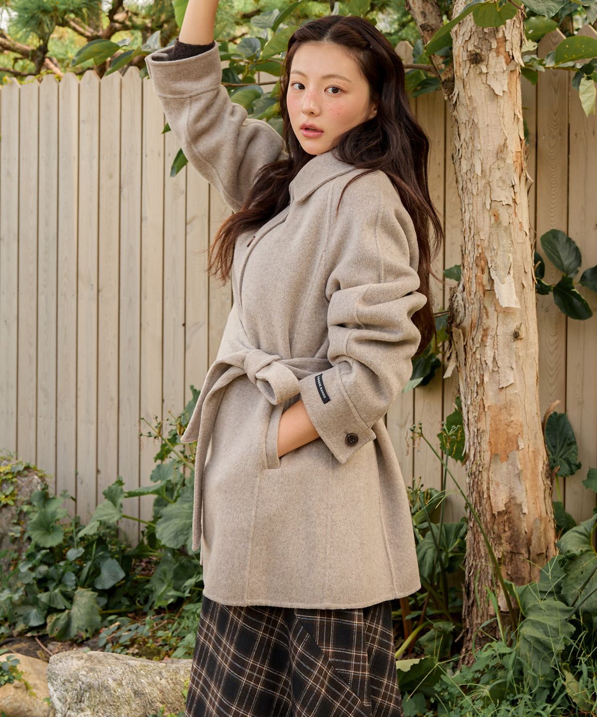 올리브 데 올리브(OLIVE DES OLIVE) A라인 싱글 하프코트OW6XHA550