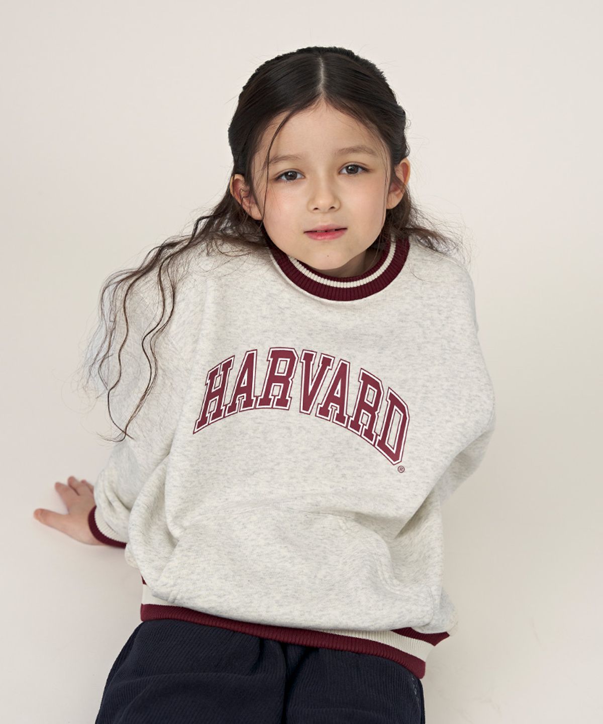 하버드 키즈(HARVARD KIDS) 캥거루 포켓 기모 맨투맨 B5W001