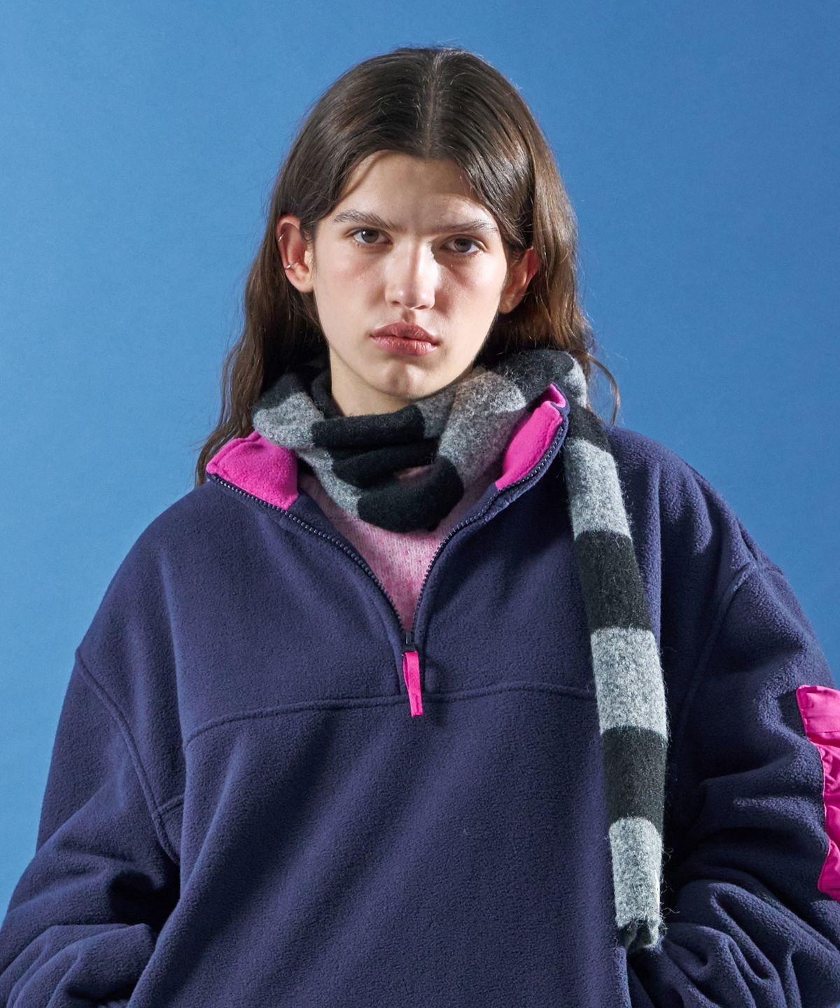 문선 아카이브(MOONSUN ARCHIVE) M.C Stripe Hairy Knit Muffler / Gray