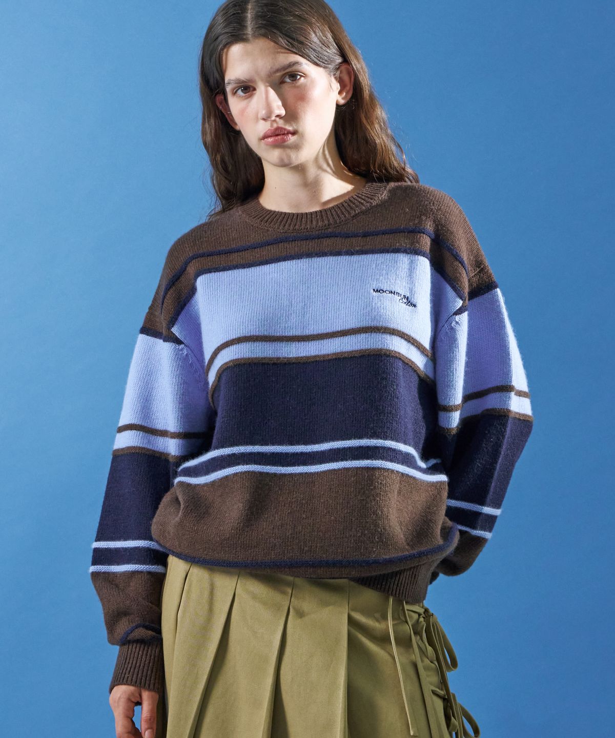 문선 아카이브(MOONSUN ARCHIVE) M.C UNISEX, Color Block Knit / Brown