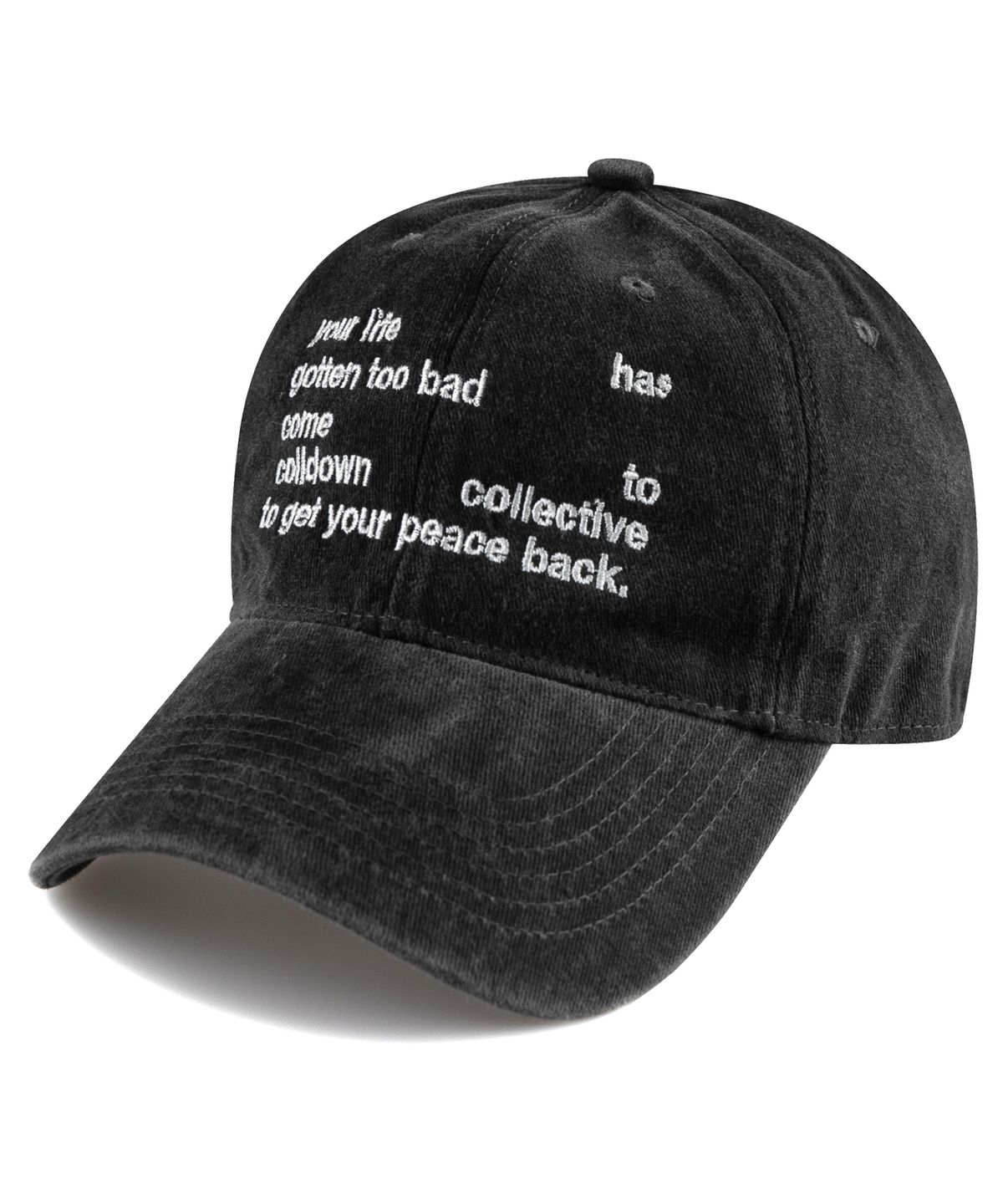 비치스앤크림(BEACHESANDCREAM) Your life Stone-Washed Ball cap-Charcoal