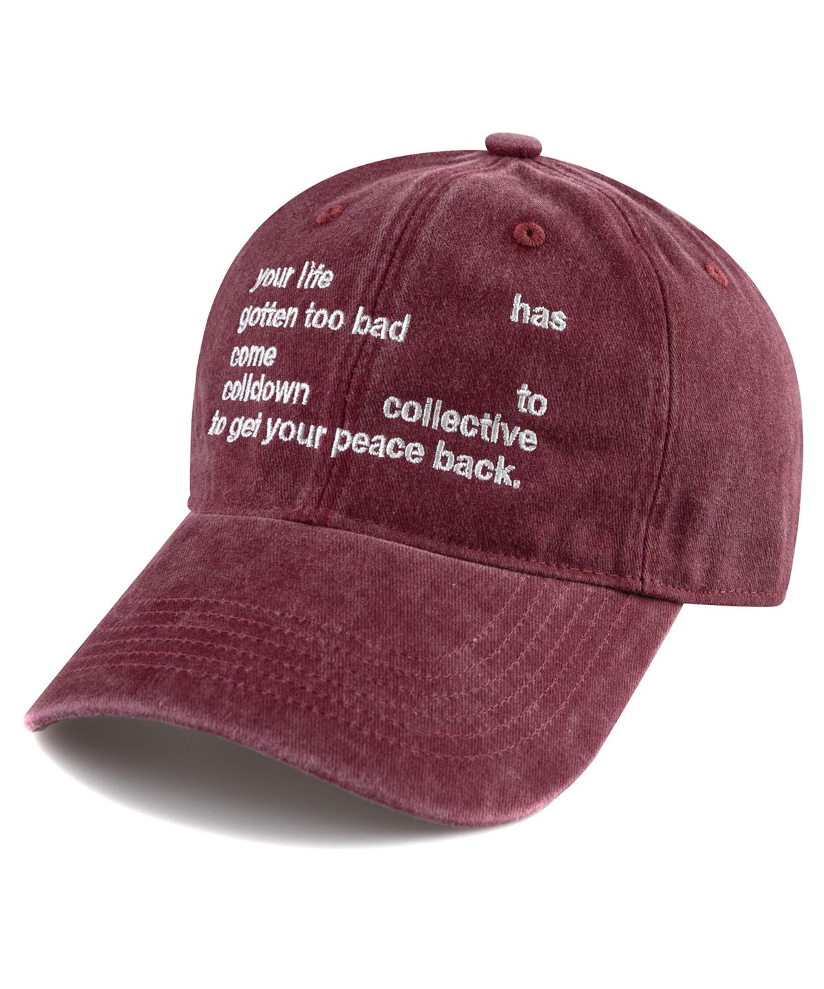 비치스앤크림(BEACHESANDCREAM) Your life Stone-Washed Ball cap-Burgundy