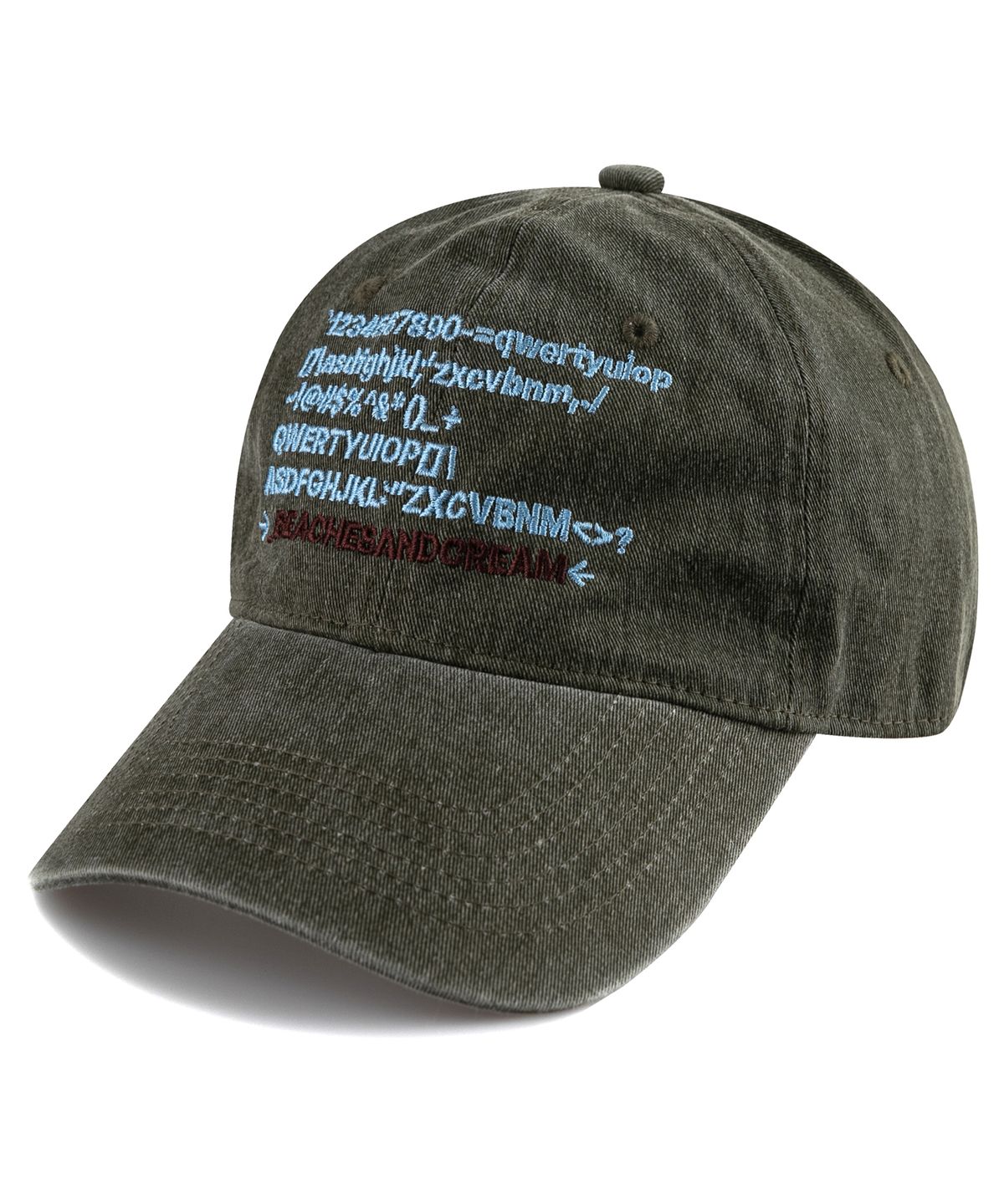 비치스앤크림(BEACHESANDCREAM) Text Pigment Ball cap-Khaki