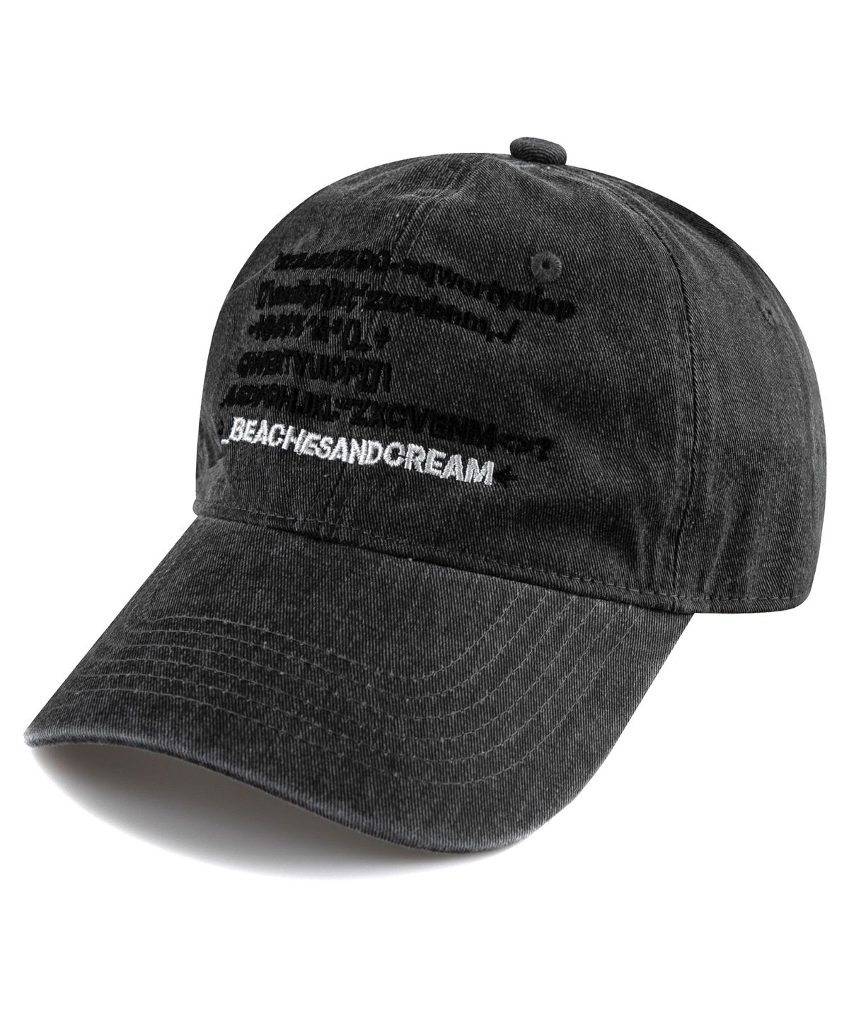 비치스앤크림(BEACHESANDCREAM) Text Pigment Ball cap-Charcoal