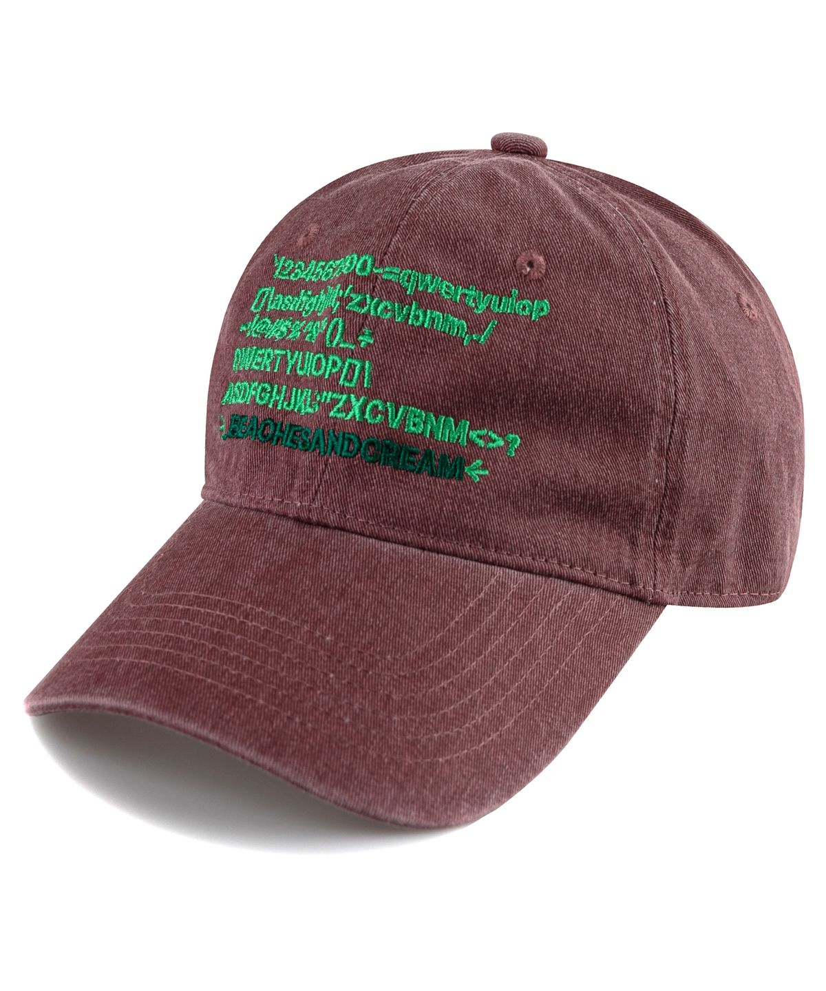 비치스앤크림(BEACHESANDCREAM) Text Pigment Ball cap-Burgundy
