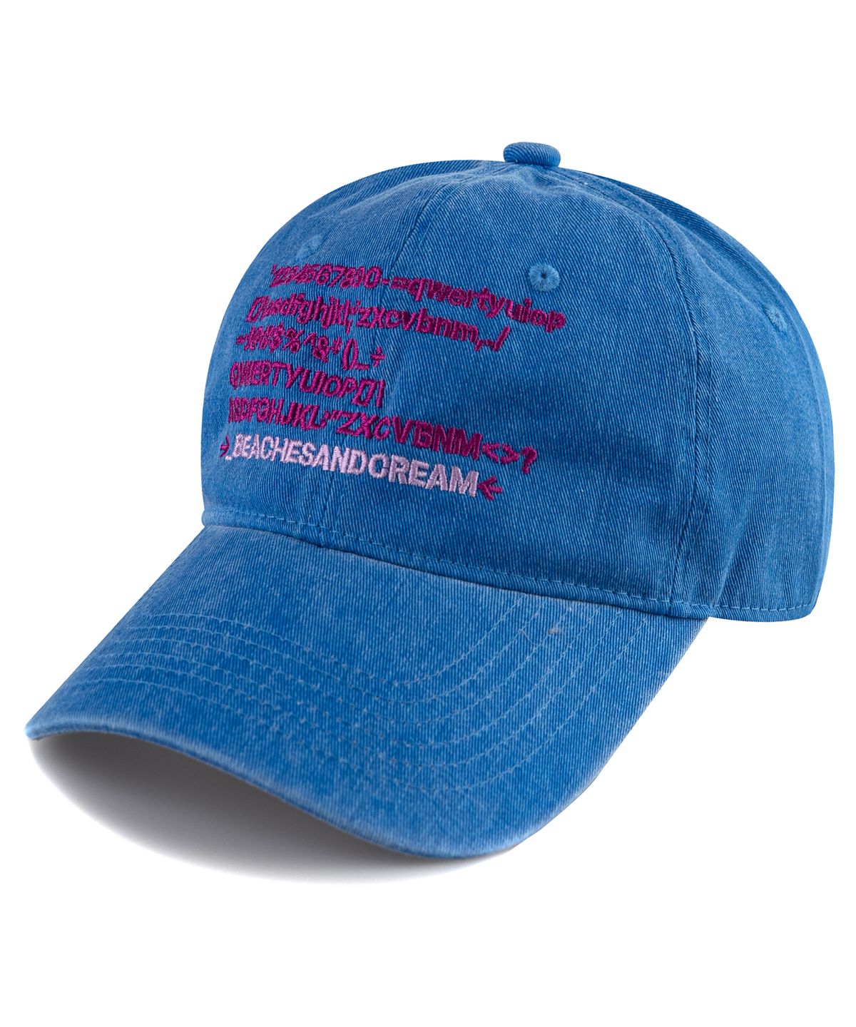 비치스앤크림(BEACHESANDCREAM) Text Pigment Ball cap-Blue