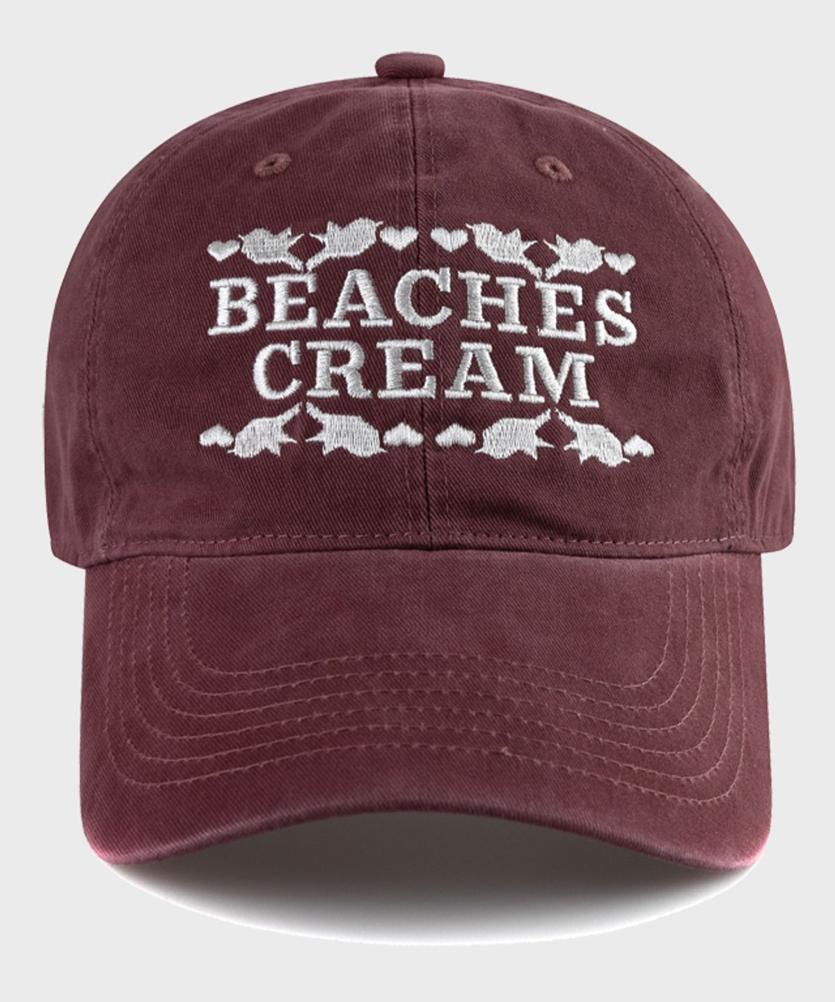 비치스앤크림(BEACHESANDCREAM) Love Piece Cation Ball cap-Burgundy