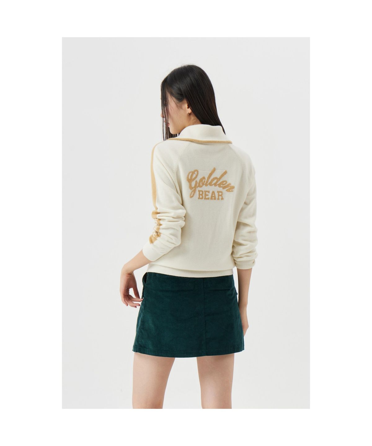 골든베어(GOLDEN BEAR) (W) Windproof Lining Half Zip Knit G5WAW25931IVX
