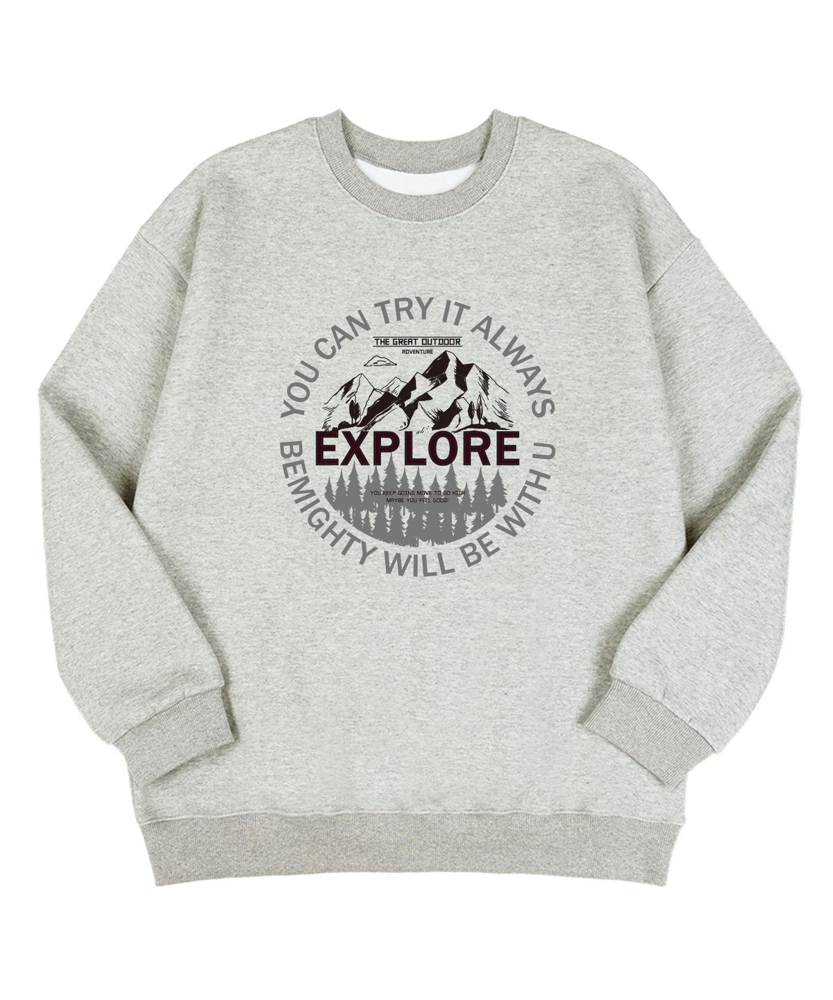 비마이티(BEMIGHTY) 써클 마운틴 오버핏 기모 스웨트셔츠 [멜란그레이]