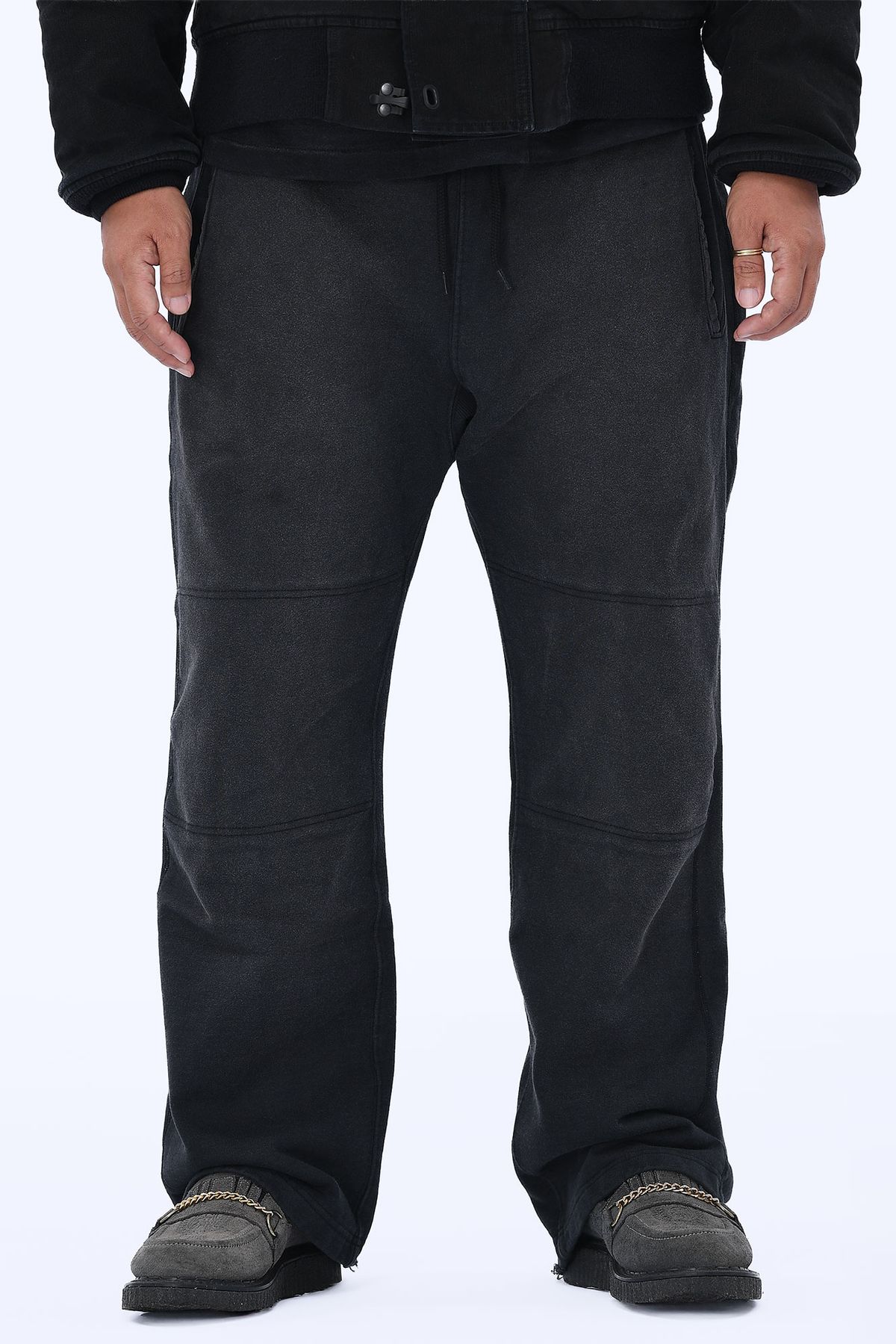 더 긱스(THE GEEKS) Double knee sweat pants - Black
