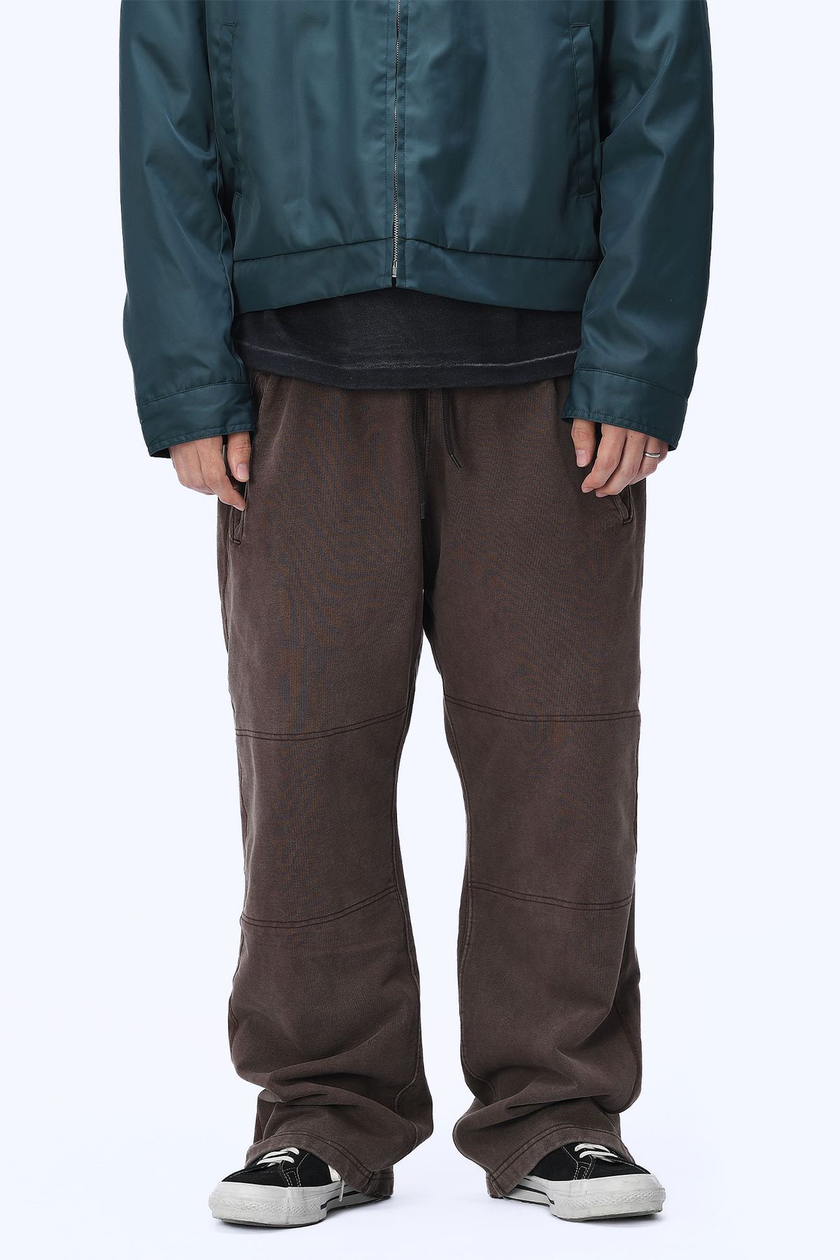 더 긱스(THE GEEKS) Double knee sweat pants - Brown