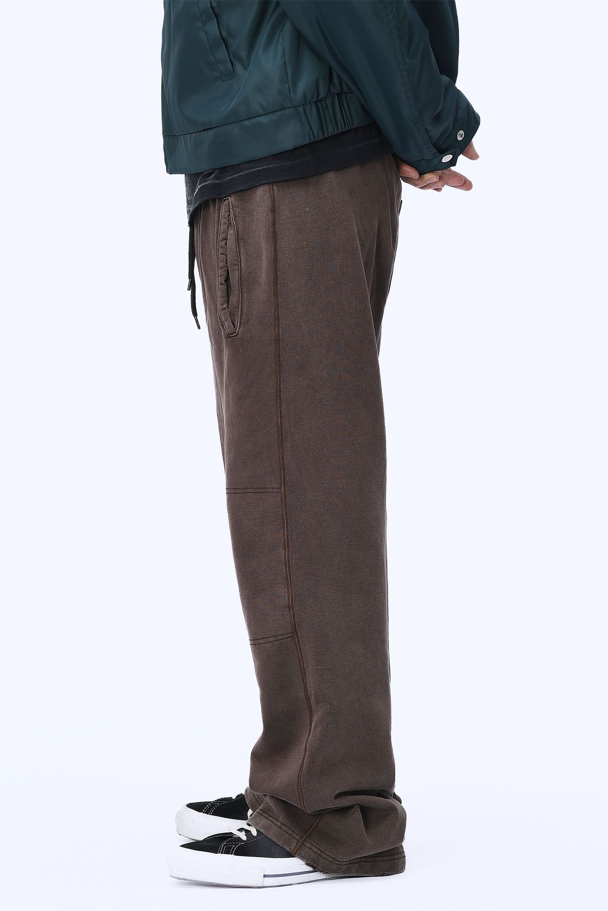 더 긱스(THE GEEKS) Double knee sweat pants - Brown