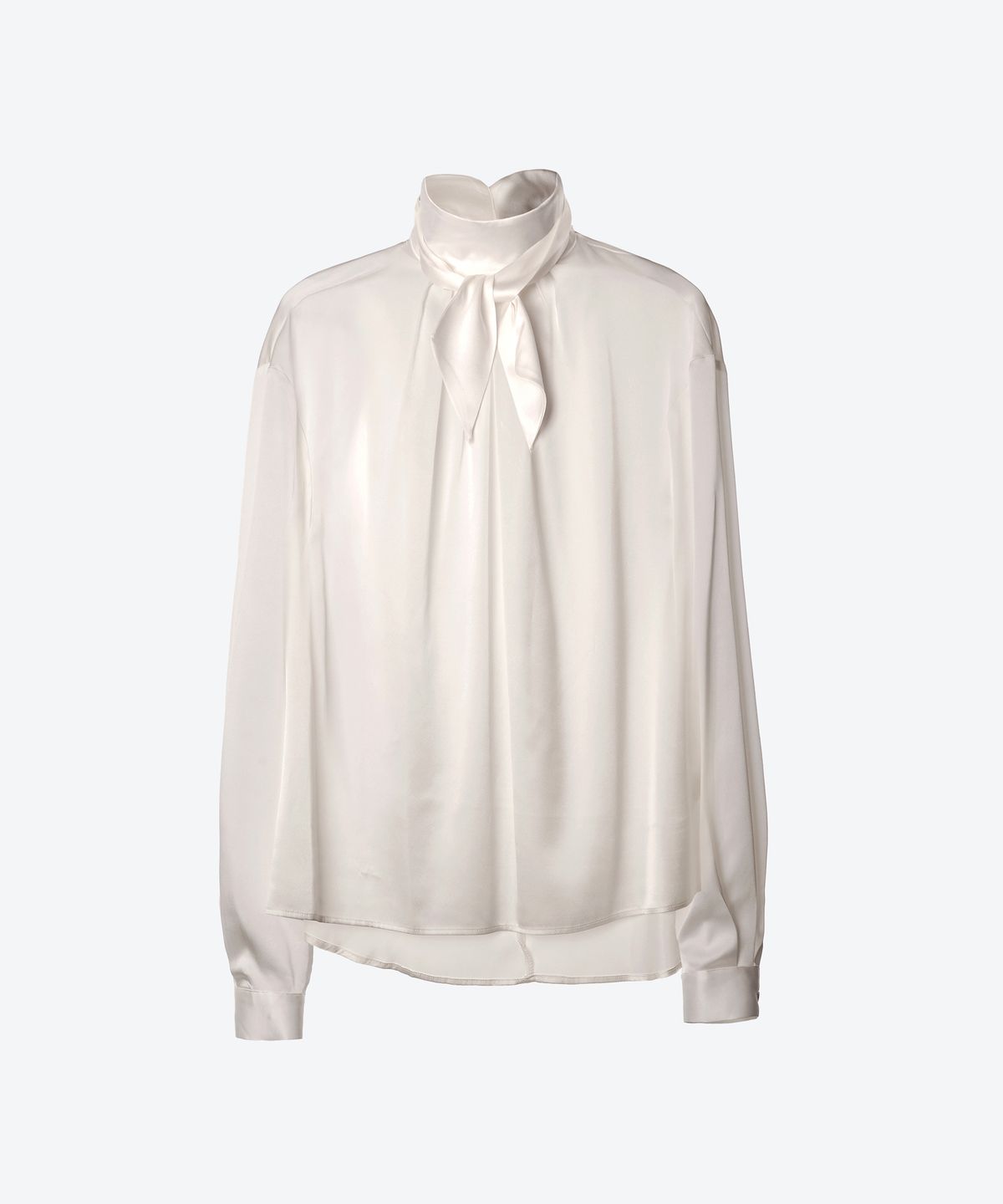 언티지(UNTAGE) 실크 하이넥 블라우스[White(UNISEX)]_UTS-FS33