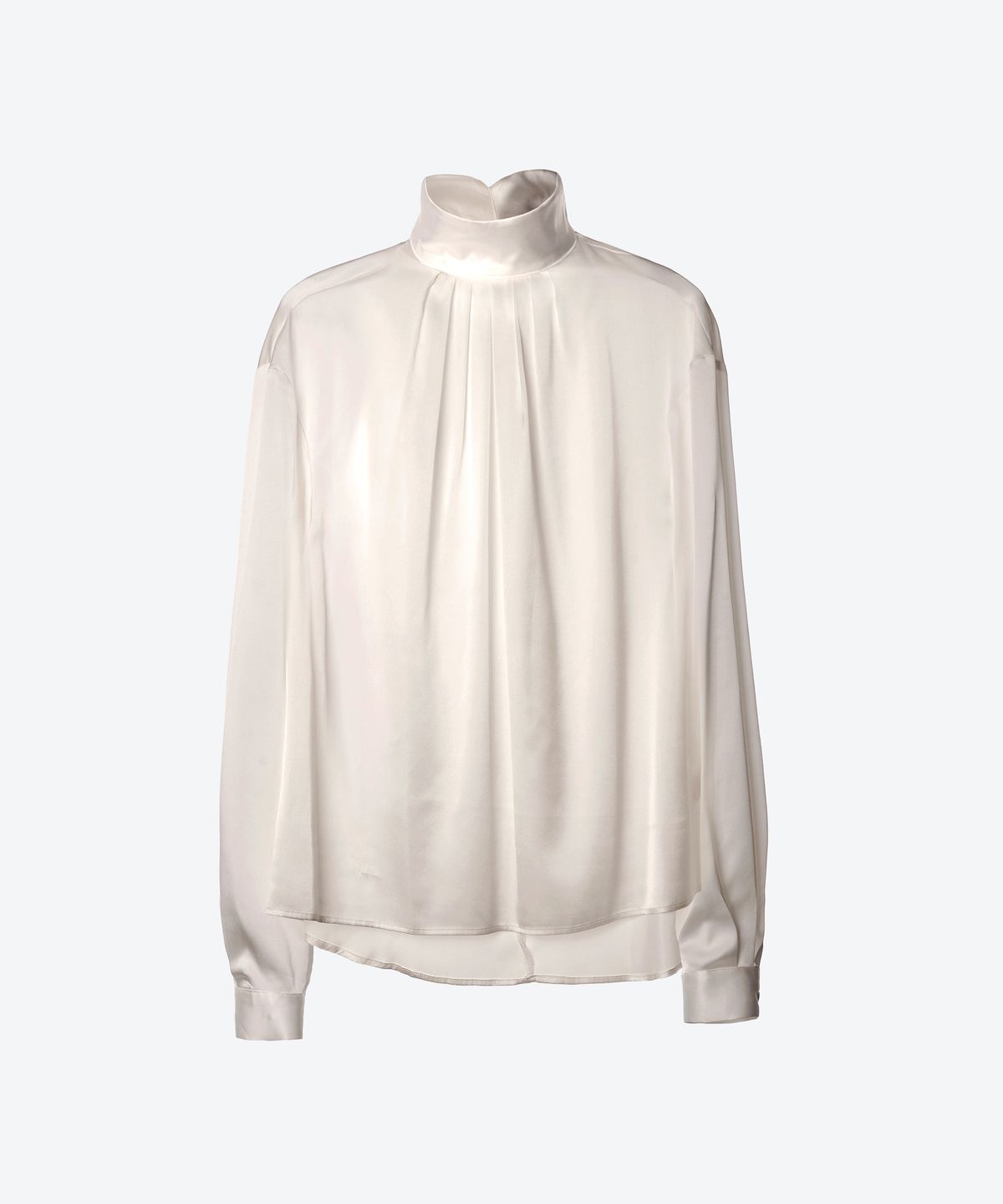 언티지(UNTAGE) 실크 하이넥 블라우스[White(UNISEX)]_UTS-FS33