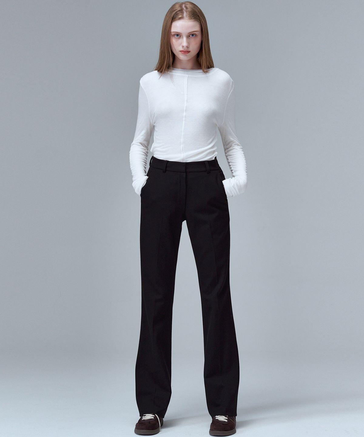 마롭(MALOUPE) 2138 기모 스트레치 슬림 부츠컷팬츠 (블랙)