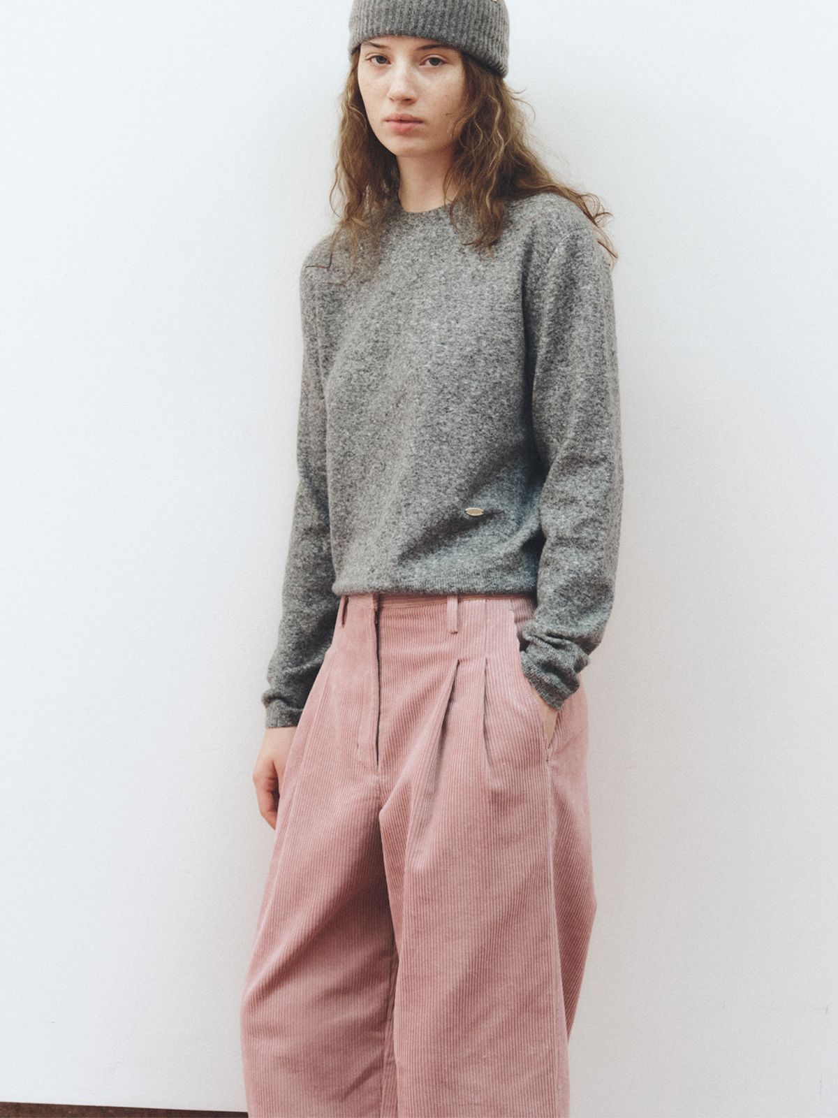 리플레인(REPLAIN) CORDUROY WIDE PANTS_LIGHT PINK