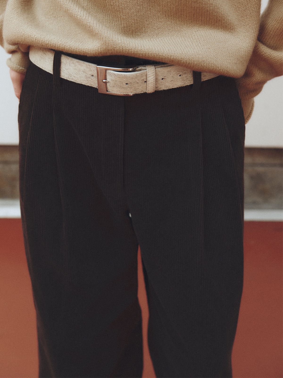 리플레인(REPLAIN) CORDUROY WIDE PANTS_DARK BROWN