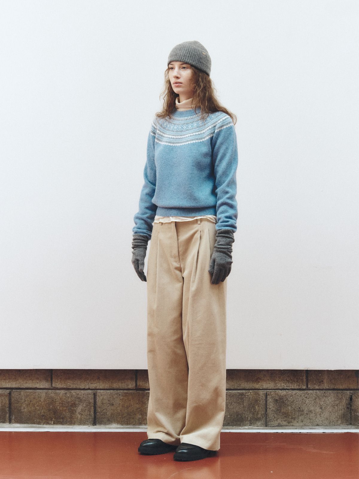 리플레인(REPLAIN) SHAGGY DOG NORDIC KNIT_LIGHT BLUE