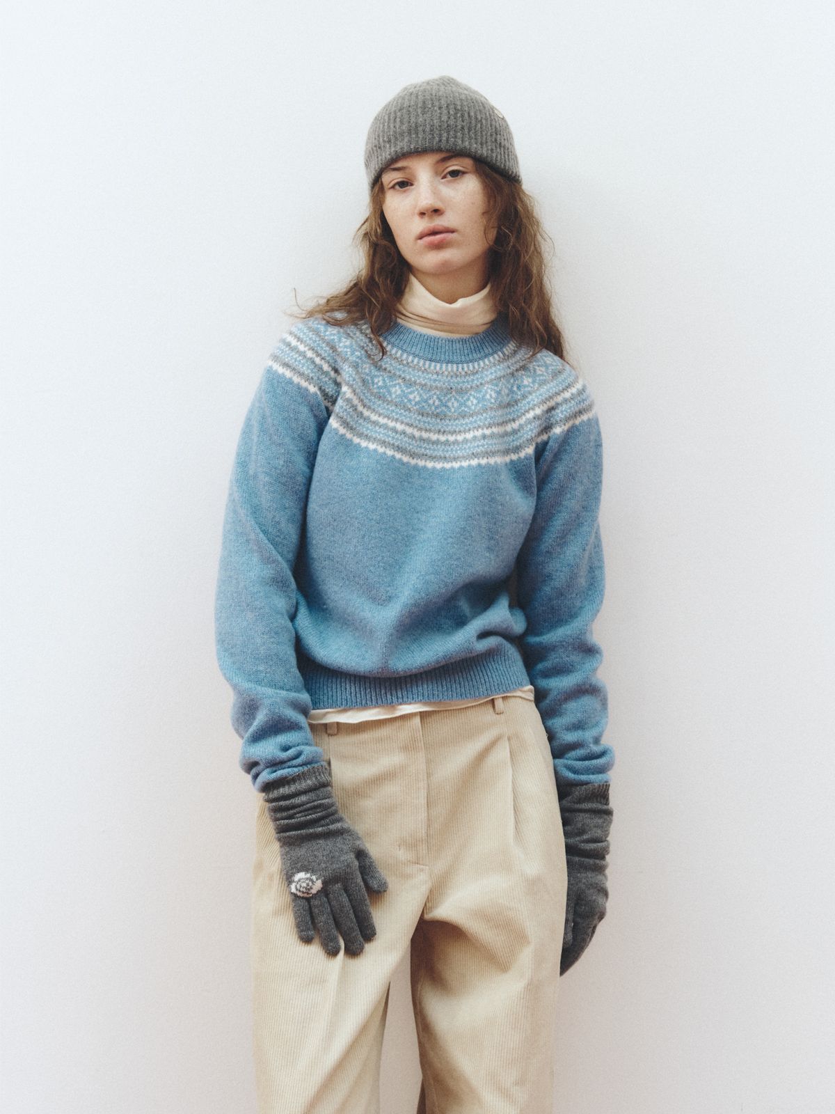 리플레인(REPLAIN) SHAGGY DOG NORDIC KNIT_LIGHT BLUE