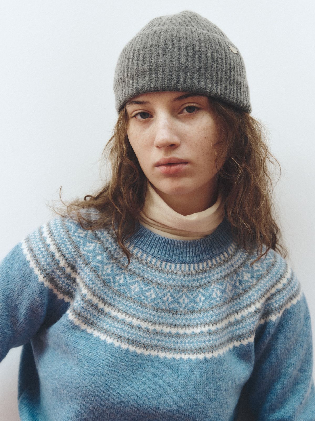 리플레인(REPLAIN) SHAGGY DOG NORDIC KNIT_LIGHT BLUE