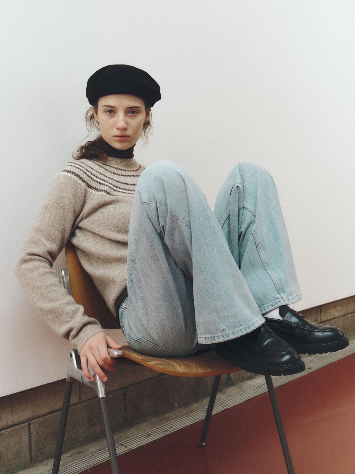 리플레인(REPLAIN) SHAGGY DOG NORDIC KNIT_BEIGE