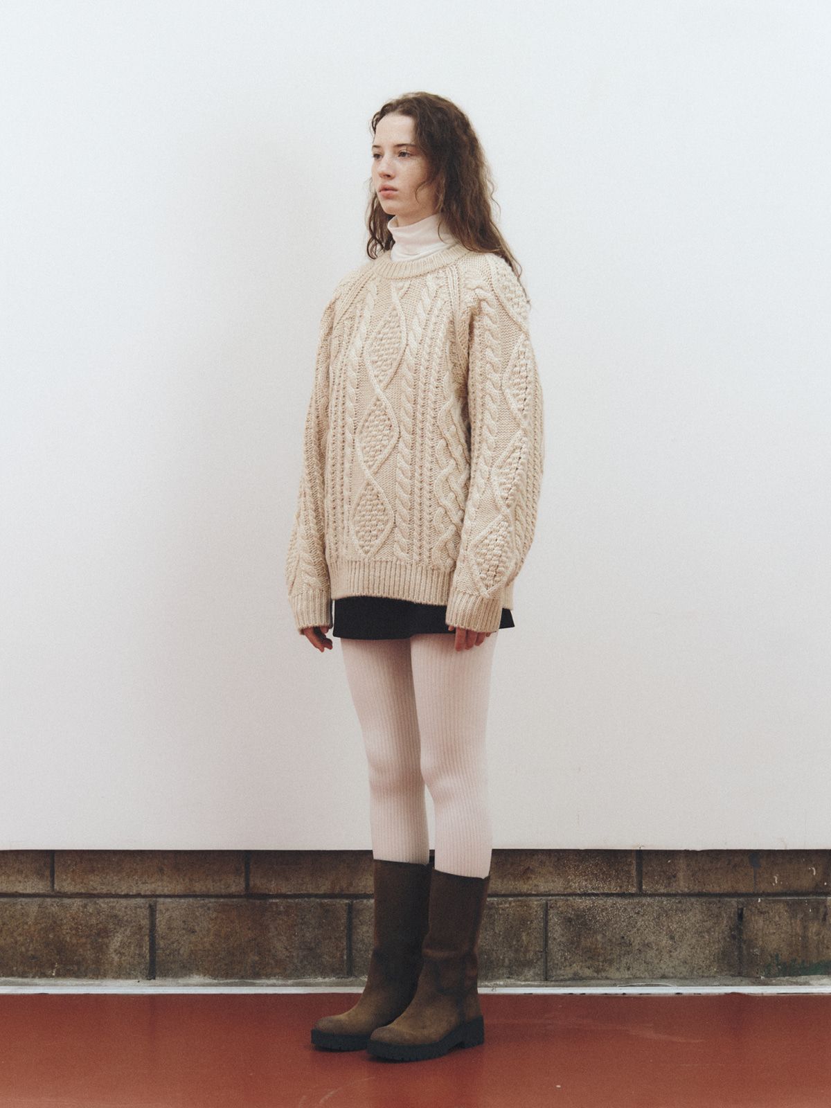 리플레인(REPLAIN) FISHERMAN CABLE WOOL SWEATER_LIGHT BEIGE