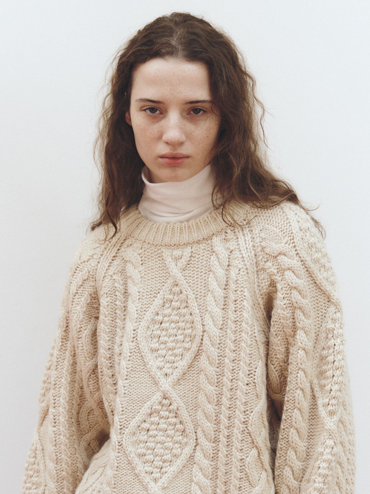 리플레인(REPLAIN) FISHERMAN CABLE WOOL SWEATER_LIGHT BEIGE