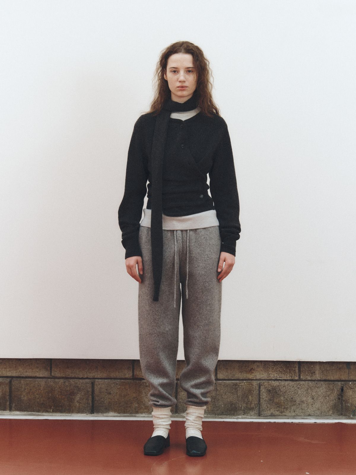 리플레인(REPLAIN) SCARF WOOL BLEND CARDIGAN_DARK GREY