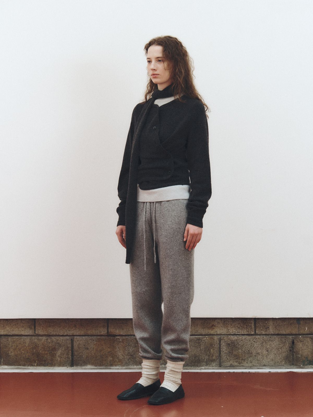 리플레인(REPLAIN) SCARF WOOL BLEND CARDIGAN_DARK GREY