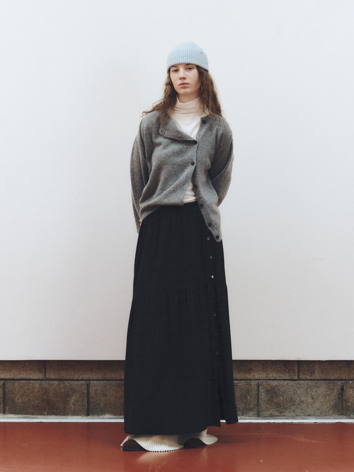 리플레인(REPLAIN) SIDE BUTTON ALPACA CARDIGAN_GREY
