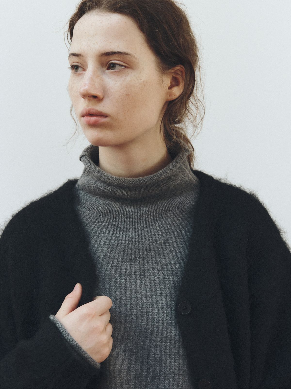 리플레인(REPLAIN) CASHMERE BLEND HIGH NECK TOP_GREY