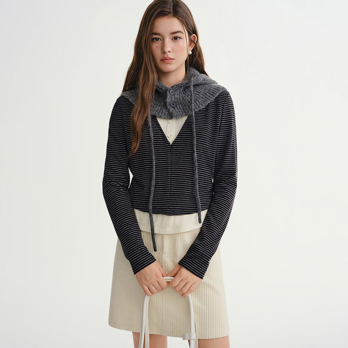에이앤레이(AEIREI) AR_Fake two-piece long sleeve top_BLACK