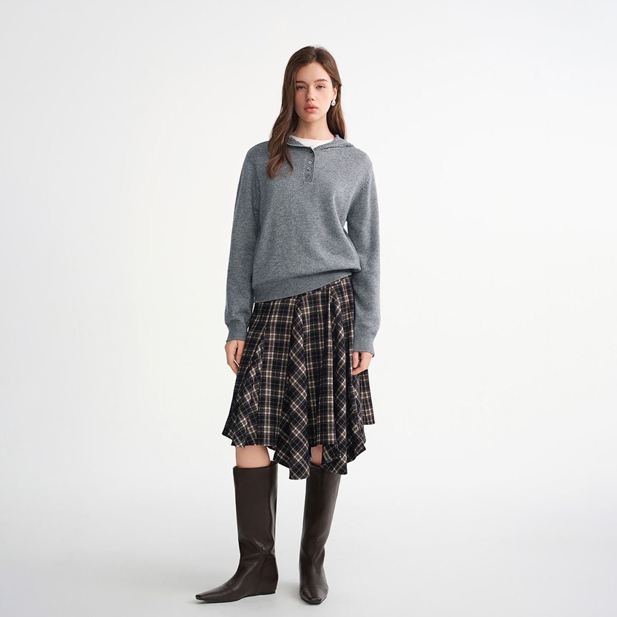 에이앤레이(AEIREI) AR_Crochet hooded knit sweater_GRAY