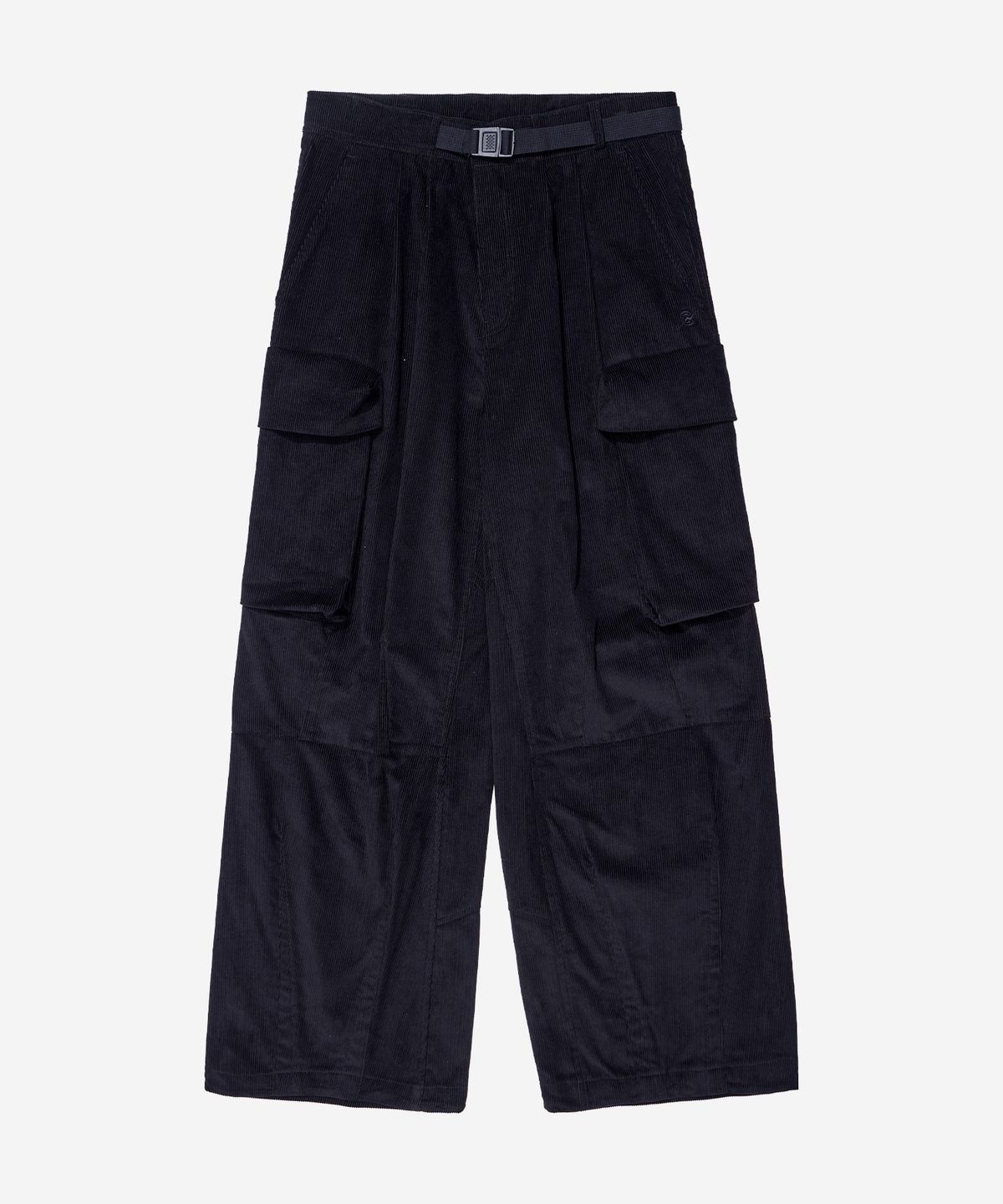칼라파타르(KALAPATTHAR) WIDE CORDUROY BELTED CARGO POCKET PANTS - BLACK