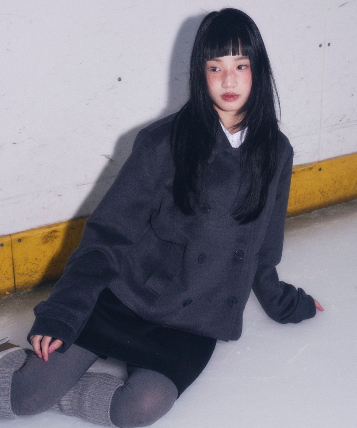 로긴 앤 로지(ROGIN N ROSIE) Heart Point Double Button Half Coat Charcoal