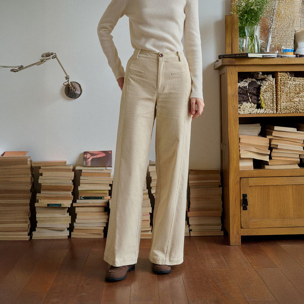 심플레트로(SIMPLE RETRO) SR_High-waisted corduroy pants_2color