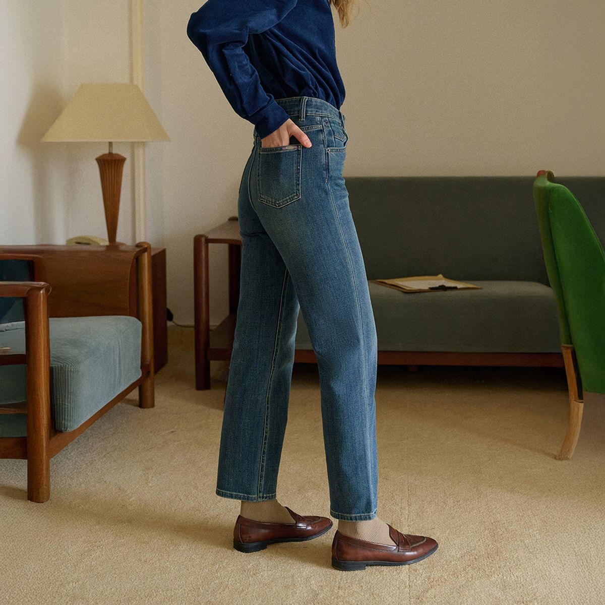 심플레트로(SIMPLE RETRO) SR_Micro-elastic cropped jeans