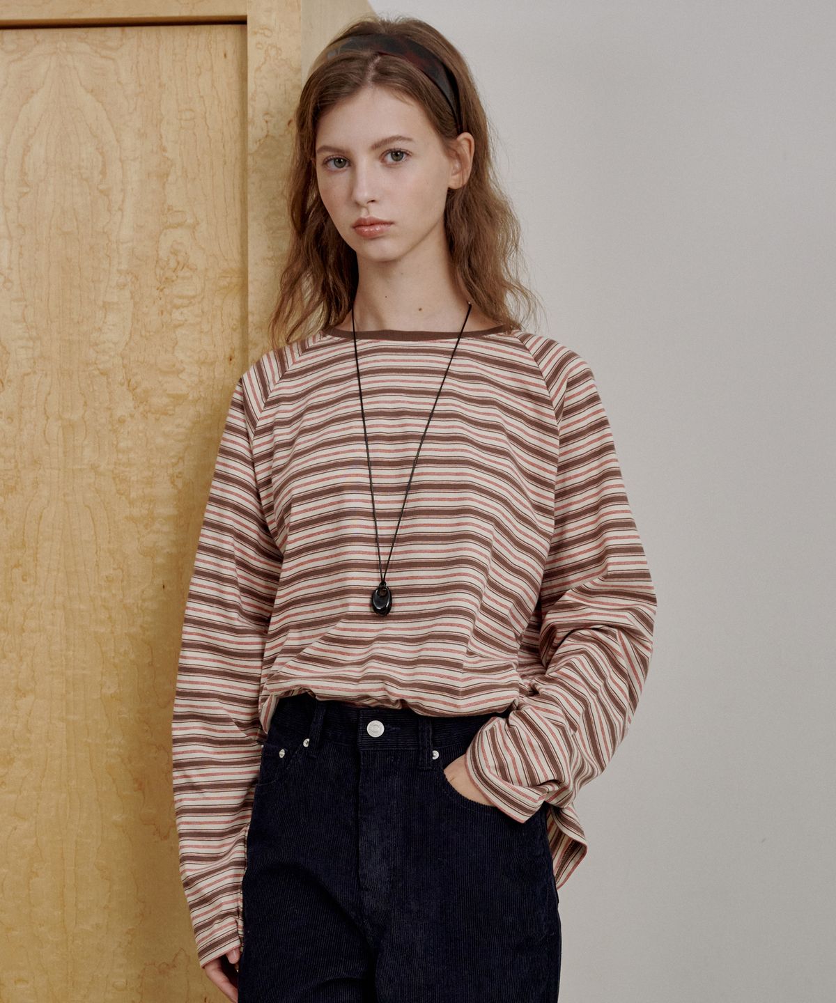 로시로우(LOSSYROW) Soft Stripe Long Sleeve Brown