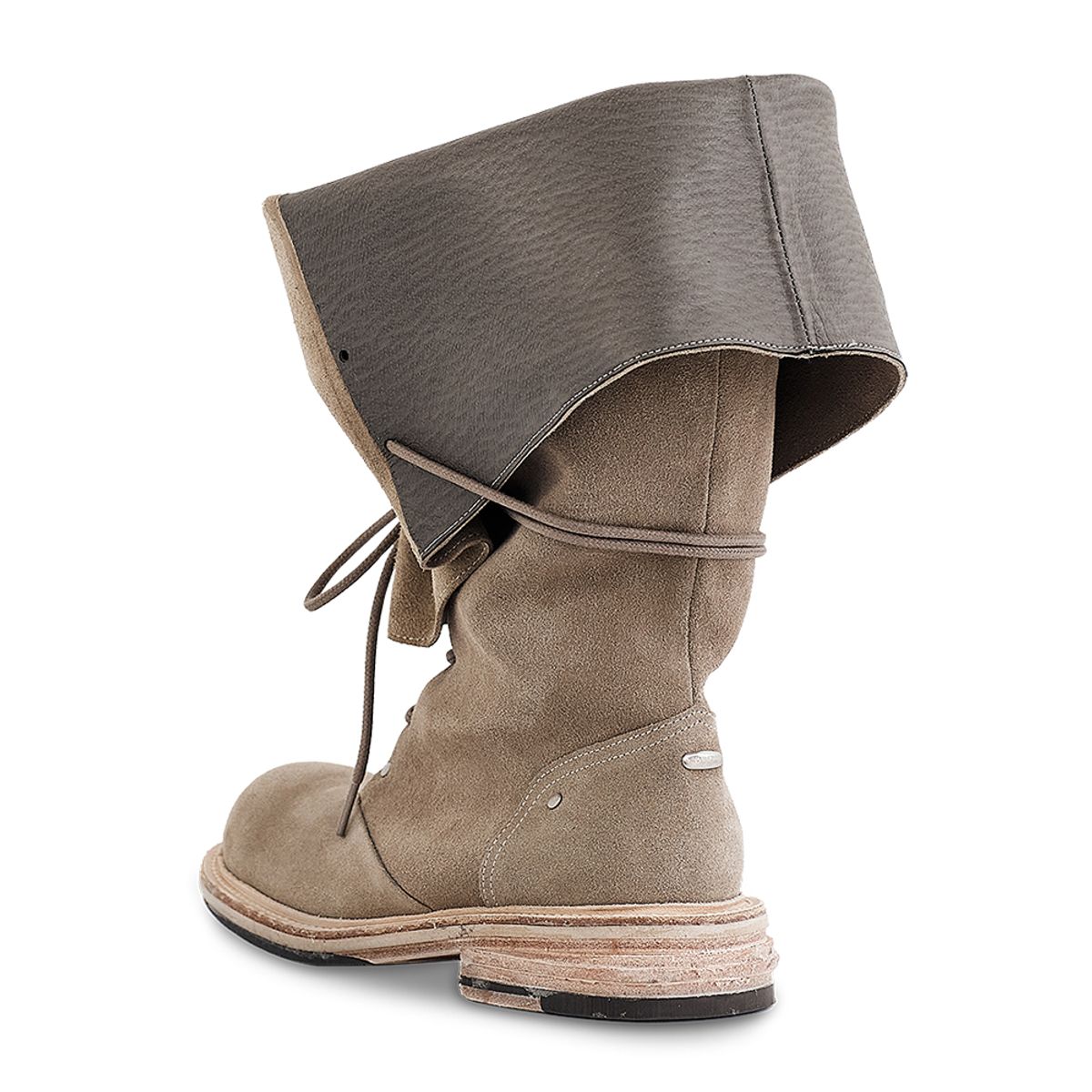 네거티브쓰리(NEGATIVE THREE) Folded lace-up long boots_Sand